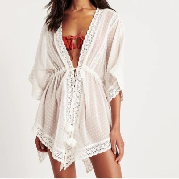 Abercrombie Tie-Front Kimono Coverup - One Size - Picture 1 of 6